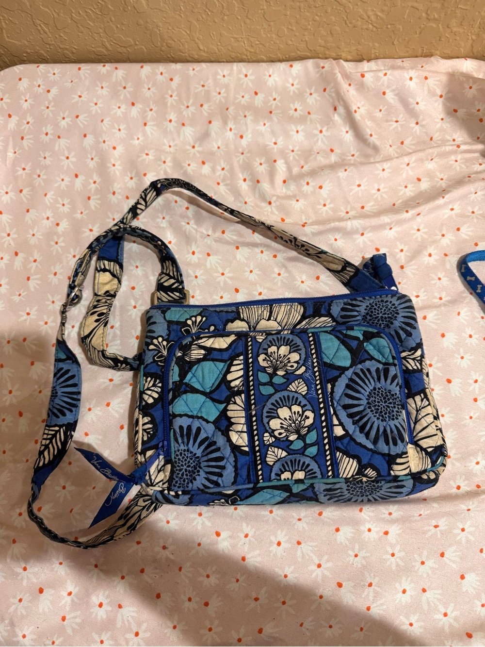 Vera Bradley Blue Floral Quilted Crossbody Bag